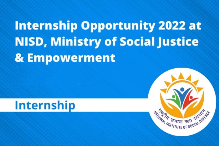 Internship Opportunity At Nisd Ministry Of Social Justice And Empowerment Delhi Apply Here 1824