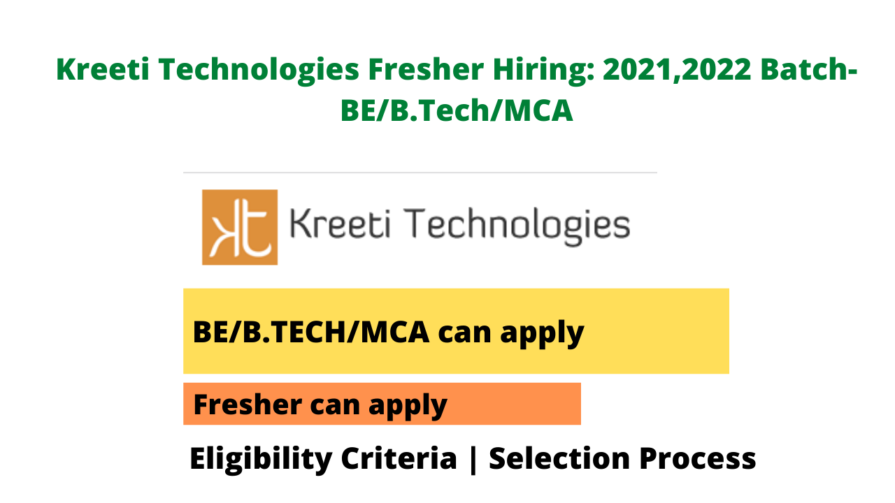 Kreeti Technologies Fresher Hiring |4.5 LPA |BE/B.TechME/M.Tech/MCA | Apply here!